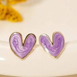 New Purple Heart-Shaped Earrings
